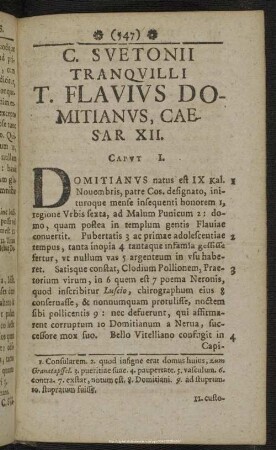 C. Suetonii Tranquilli T. Flavius Domitianus, Caesar XII.