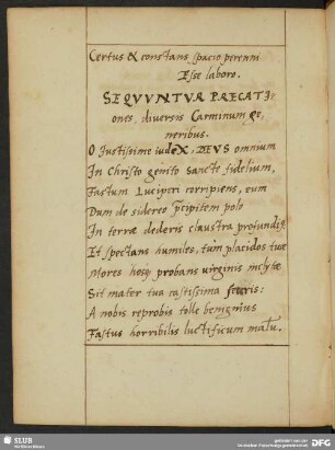 Sequuntur Precationes, diversis Carminum generibus.
