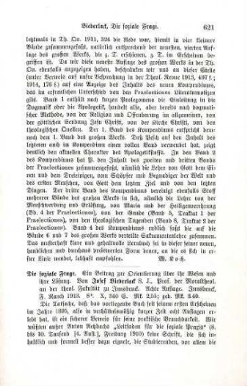 621-622 [Rezension] Biederlack, Joseph, Die soziale Frage