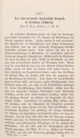 385-401 Der internationale marianische Congreß in Freiburg (Schweiz)