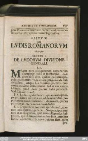Sectio I De Ludorum Divisione Generali.
