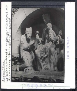Angoulême, Kathedrale: Nordwand des Langhauses, Nischengrab mit Madonna, Petrus und Bischof