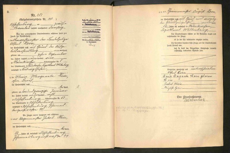 Standesamtsbuch der Stadt Aschaffenburg: Eheschließungen 252/1930 - 130/1931