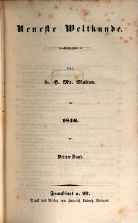 Neueste Weltkunde. 1846,3/4, 1846,3/4