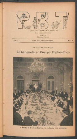 El banquete al Cuerpo diplomático - [Fotografía] : En la Casa Rosada