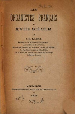 Les Organistes français du XVIIIe siècle