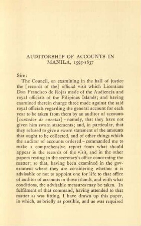 Auditorship of accounts in Manila, 1595-1637