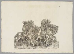 Burgundische Pfeifer, Blatt 77 aus: Marx Treitzsaurwein, "Kaiser Maximilian I Triumph – le triomphe de l’Empereur Maximilien I en une suite de Cent trent cinq planches gravées en bois d’après les dessins de Hans Burgmair", Wien 1796