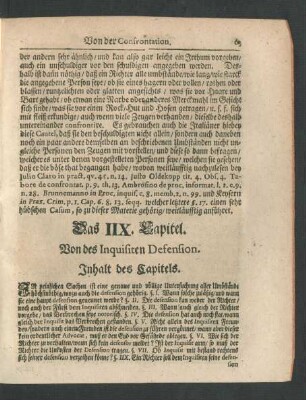 Das IIX. Capitel. Von des Inquisiten Defension