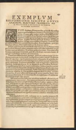 Exemplum Responsionis Scriptae A Duce Saxoniae ...
