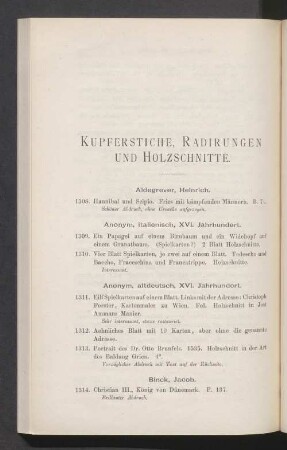 Kupferstiche, Radirungen und Holzschnitte