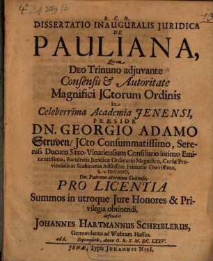Diss. inaug. iur. de Pauliana