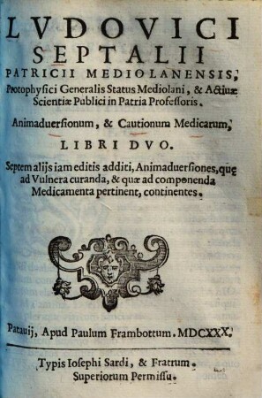 Animadversionum et cautionum medicarum libri duo