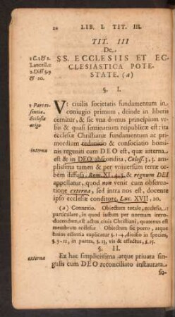 Tit. III De SS. Ecclesiis Et Eclesiastica Potestate.