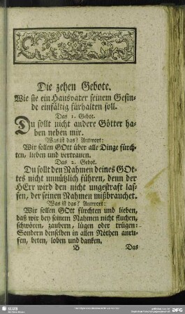 Die zehen Gebote : Wie sie ein Hausvater seinem Gesinde einfältig fühalten soll