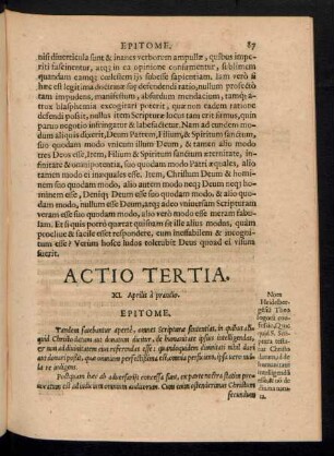 Actio Tertia. XI. Aprilis a prandio.