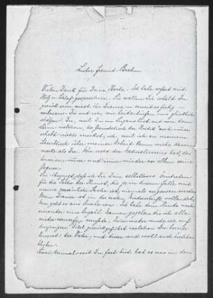Brief von Gerhart Hauptmann an Otto Brahm