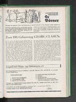 Zum 100. Geburtstag Georg Clasens