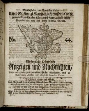 No. 44. Montags, den 2ten November 1767.