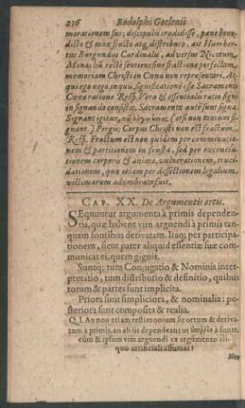 Cap. XX. De Argumentis ortis.