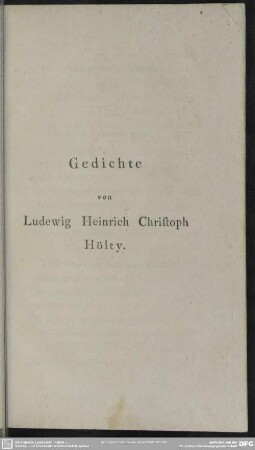 Gedichte von Ludewig Heinrich Christoph Hölty