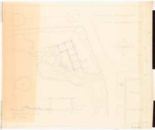 Gartenanlage Pädagogische Akademie Köln: Vorentwurf Pergola, Wasserbecken und Alpinum: Grundriss, Schnitt 1:50