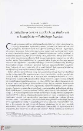 73: Architektura cerkwi unickich na Białorusi w kontekście wileńskiego baroku