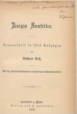Luigia Sanfelice : Trauerspiel in fünf Aufzügen