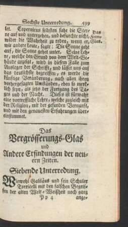 Das Vergrösserungsglas [...]. Siebende Unterredung.