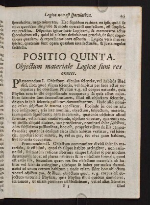 45-51, Positio Quinta. Objectum materiale Logicae sunt res omnes