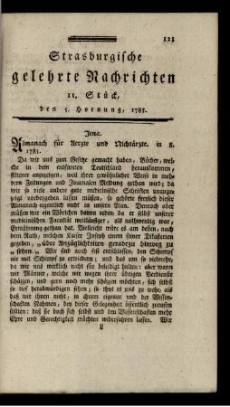 11. Stück, den 5. Hornung, 1783.