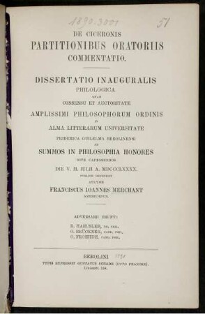 De Ciceronis partitionibus oratoriis commentatio