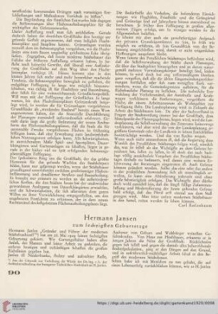 Hermann Jansen : Zum sechzigsten Geburtstage
