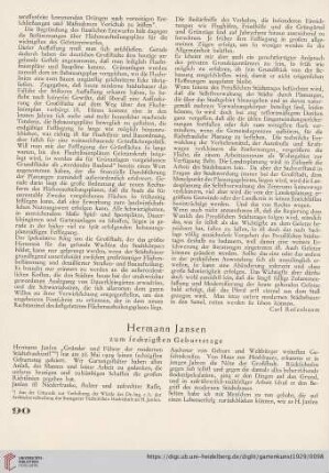 Hermann Jansen : Zum sechzigsten Geburtstage