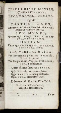 Jesu Christo Messiae, Christiani Viatoris Duci,Doctori, Domino ...