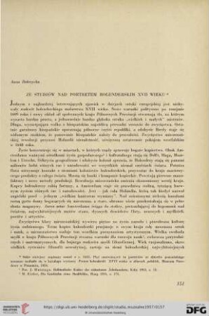 Ze studiów nad portretem holenderskim XVII wieku