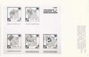 Theater am Teufelsberg, Berlin-Grunewald (Diplomarbeit bei Willy Kreuer): Grundrisse Theaterraum und szenische Verwandlungsformen 1:200