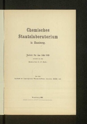 33.1915(1916): Bericht // Chemisches Staatslaboratorium