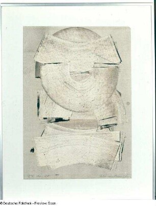 Dennhardt, Klaus: Einzelblatt aus der Mappe 3 - Drei Linien in ihrer Wandlung. Monotypie; 70 x 50 cm. 27.10.1985. Dresden: Leonhardi-Museum, Ausstellung Klaus Dennhardt - flußabwärts vom 9. Juli - 29. August 2004.
