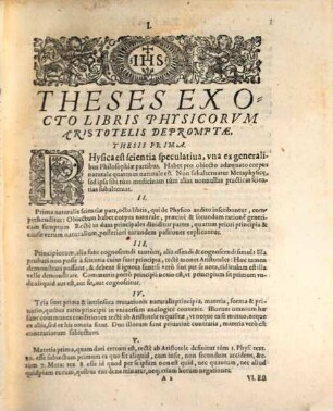 Theses philosophicae ex octo libris Physicorum Aristotelis depromptae ...