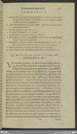 Quaestio XI. Executio, An respectu possessorii, [et]c.
