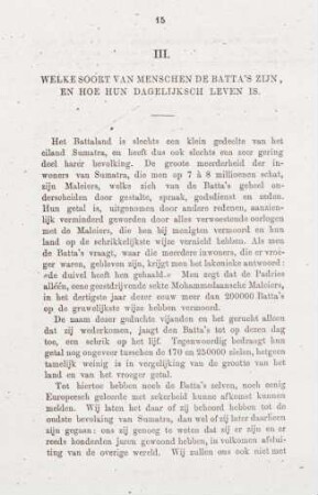 III. Welke soort van menschen de Batta's zijn, en hoe hun dagelijksch leven is