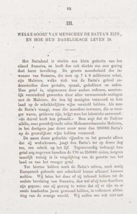 III. Welke soort van menschen de Batta's zijn, en hoe hun dagelijksch leven is