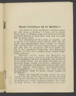 Womit beschäftigen sich die Politiker?