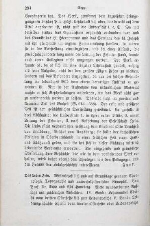 294-297 [Rezension] Sepp, Johann Nepomuk, Das Leben Jesu; IV. und V. Band