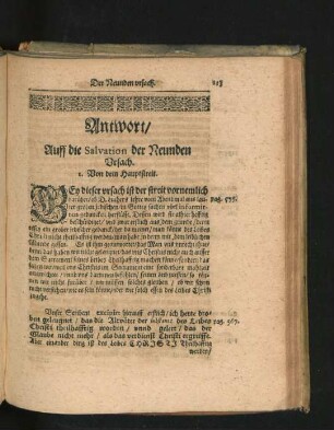 Antwort/ Auff die Salvation der Neunden Ursach.
