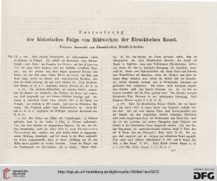 Fortsetzung der historischen Folge von Bildwerken der Etruskischen Kunst. Fernere Auswahl von Etruskischen Metall-Arbeiten