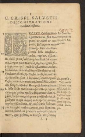 C. Crispi Salustii De Coniuratione Catiliae Historia.