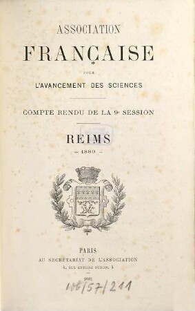 Comptes rendus de la ... session. 9. 1880 (1881)