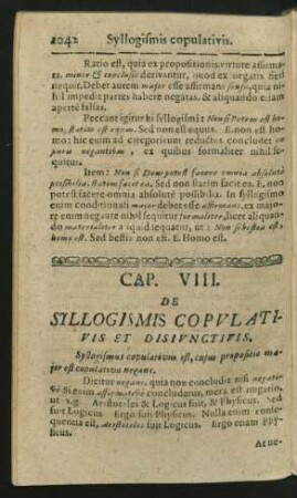 Cap. VIII. De Syllogismis Copulativis Et Disiunctivis.